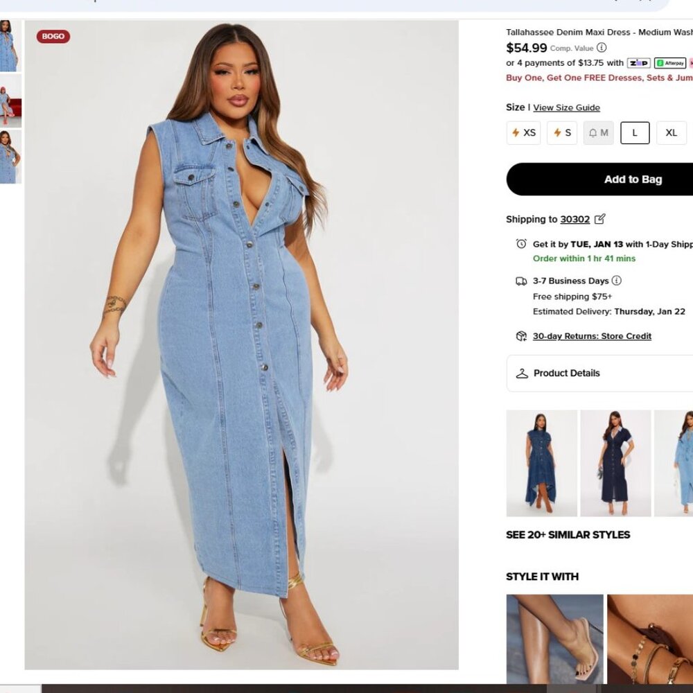 Tallahassee Denim Maxi Dress 2X